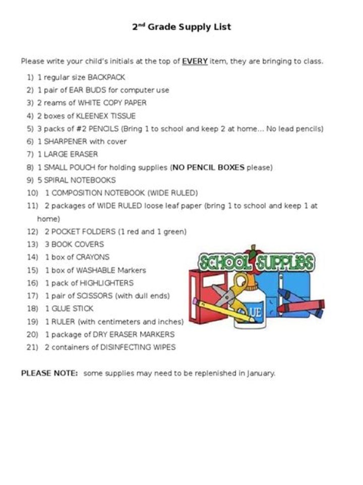 2nd Grade Supply List PDF – Free Printable for Teachers & Parents