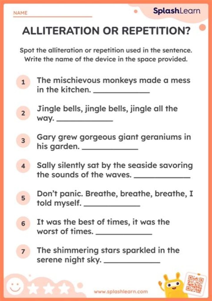 2nd Grade Poetry Test: Alliteration & Repetition Repetition PDF for Kids