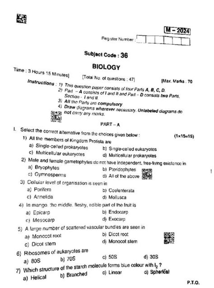 2nd PUC Biology Question Paper 2017 PDF – Download Exam Questions