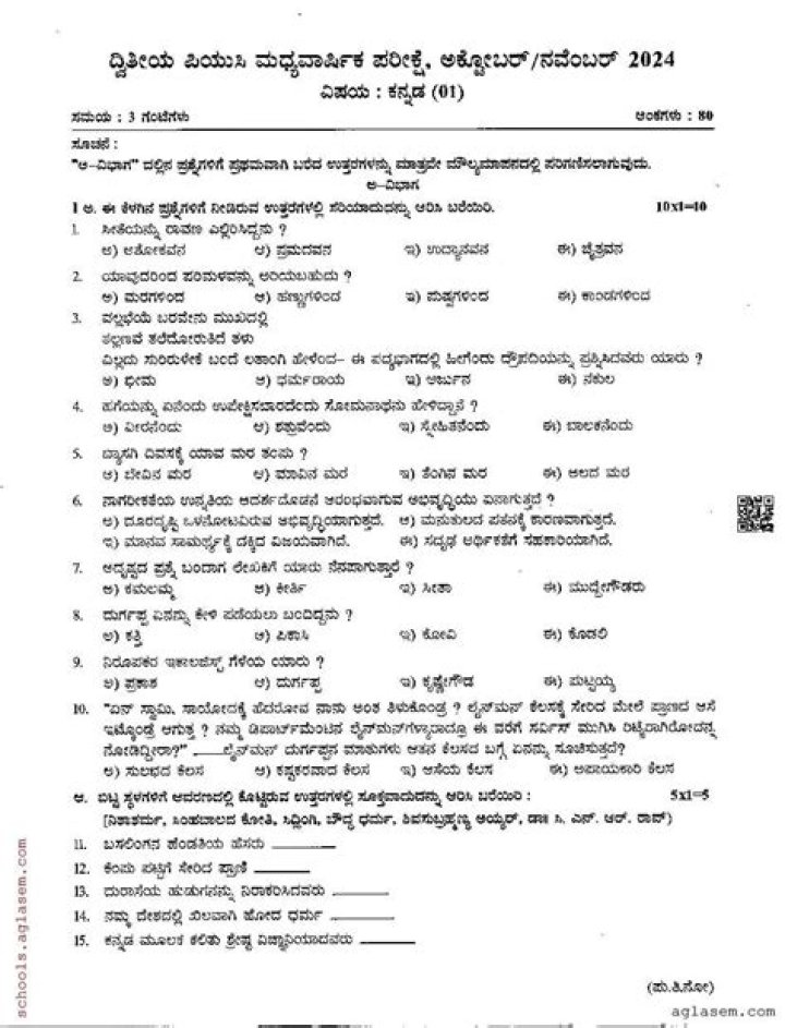 2nd PUC Kannada Question Papers with Answers PDF for Exam Prep