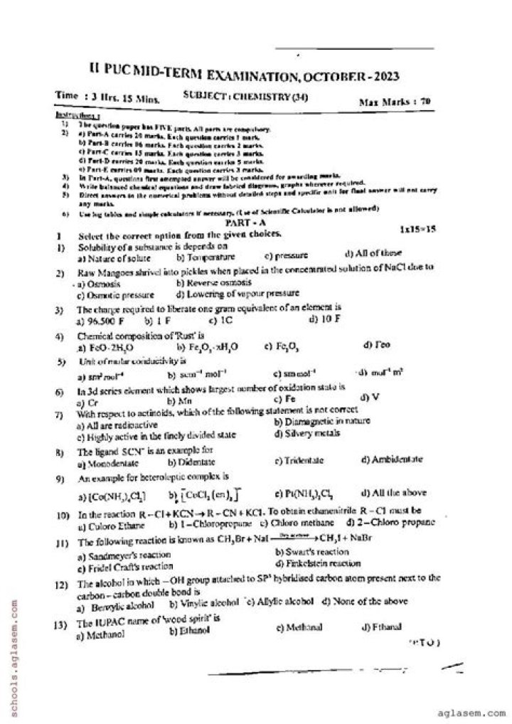 2nd PUC Previous Year Question Papers with Answers PDF - Download Now