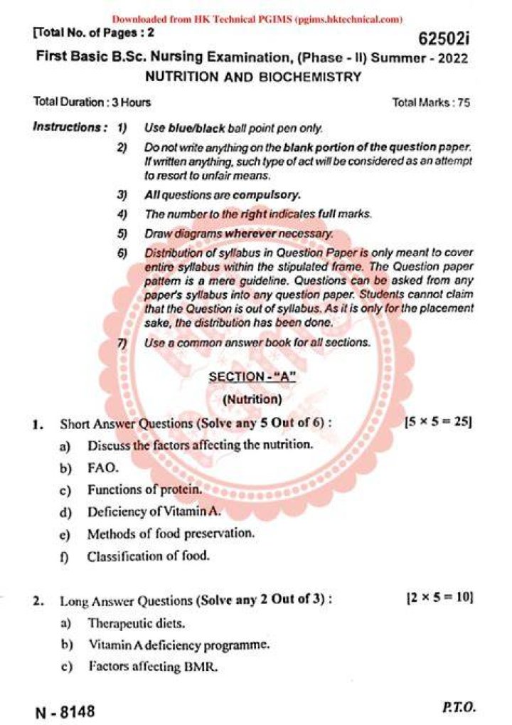 2nd Year BSC Nursing Previous Question Papers PDF – Download Exam Papers