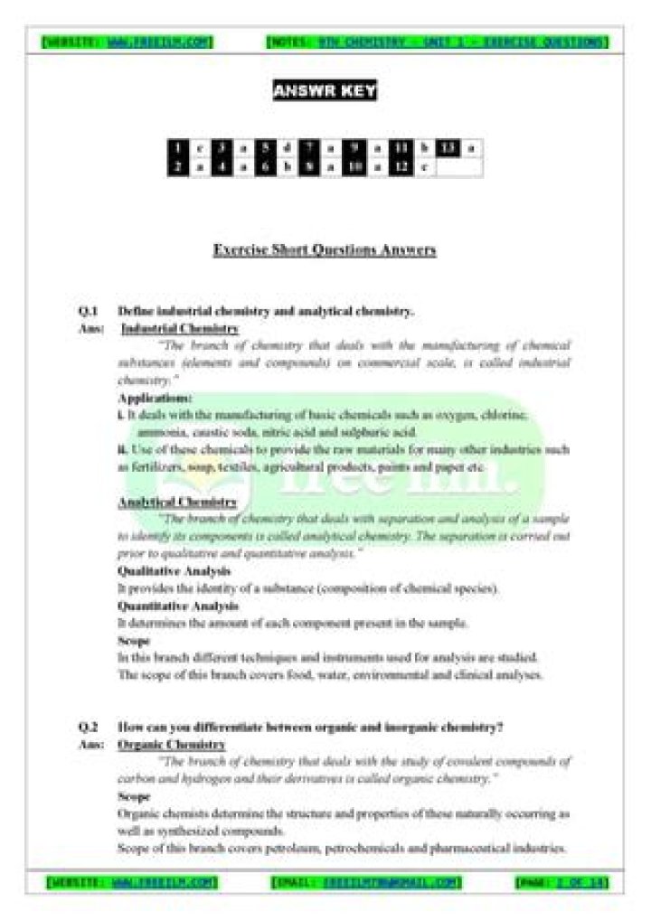 2nd Year Chemistry Short Question Notes PDF – Quick Revision Guide