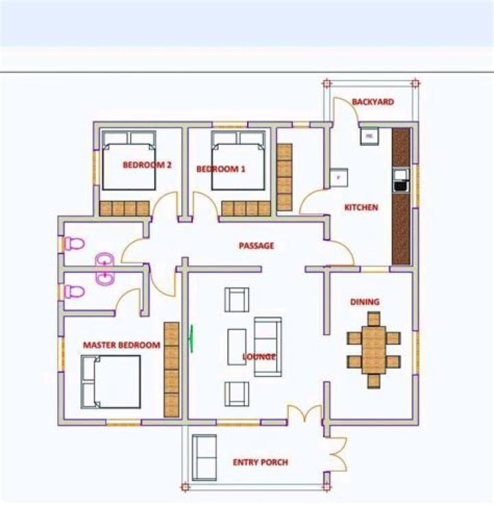 3 Bedroom Flat Plan Drawing PDF – Download Free Layouts