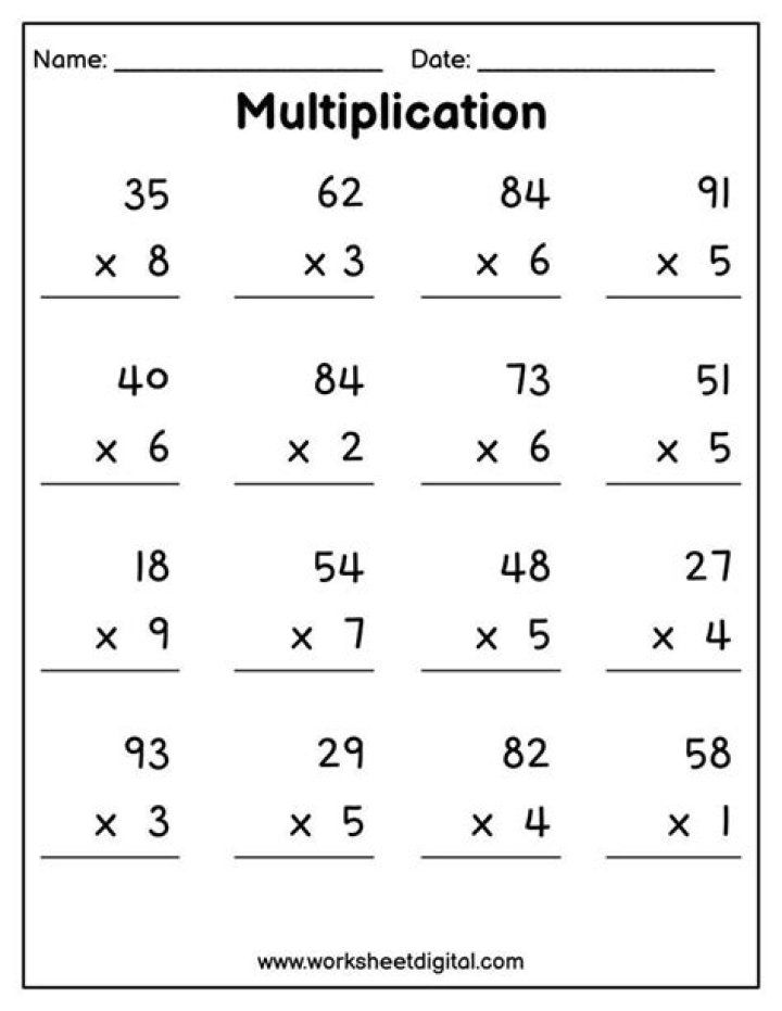 Free 3 by 1 Multiplication Worksheet PDF – Instant Download