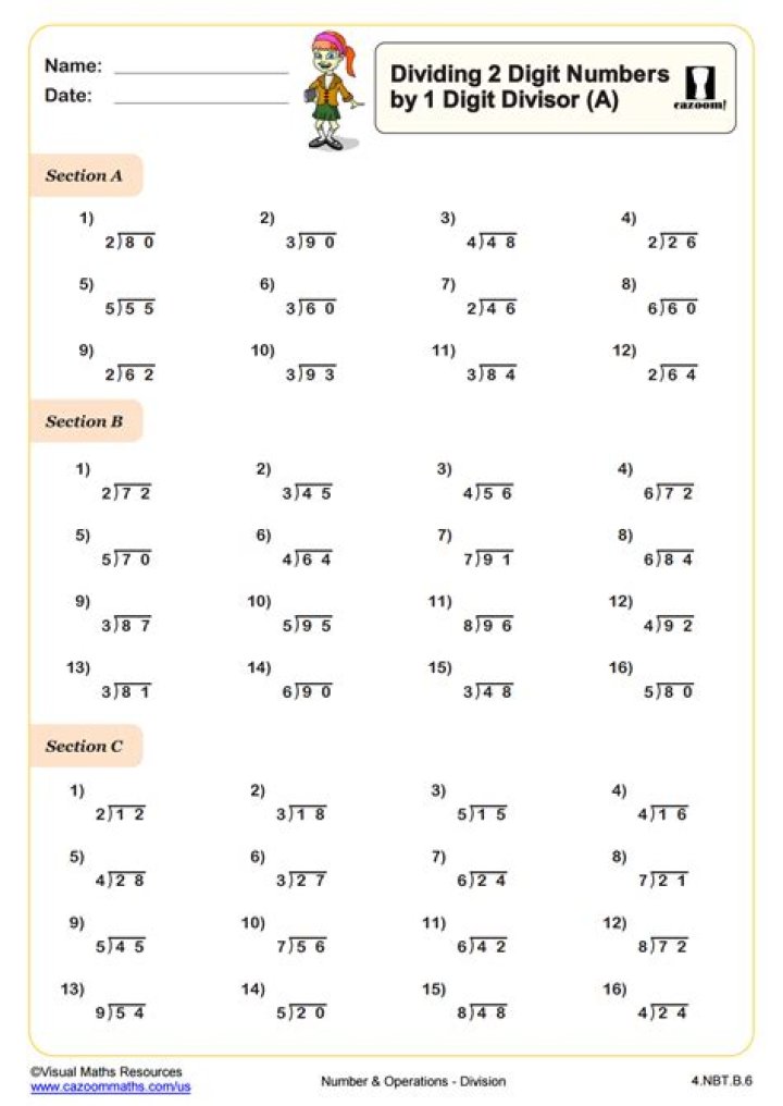 Free 3-Digit by 2-Digit Division with Remainders Worksheets PDF for Easy Practice