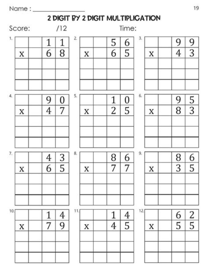Free 3-Digit by 2-Digit Multiplication Worksheets PDF