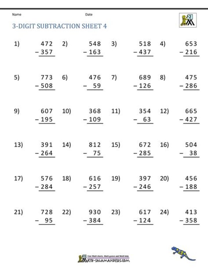 3-Digit Subtraction with Regrouping Worksheets PDF – Instant Practice