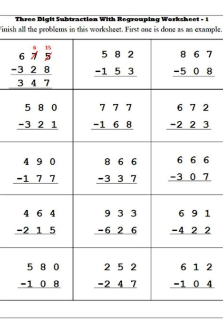 3-Digit Subtraction Worksheets with Borrowing PDF – Instant Printable Practice