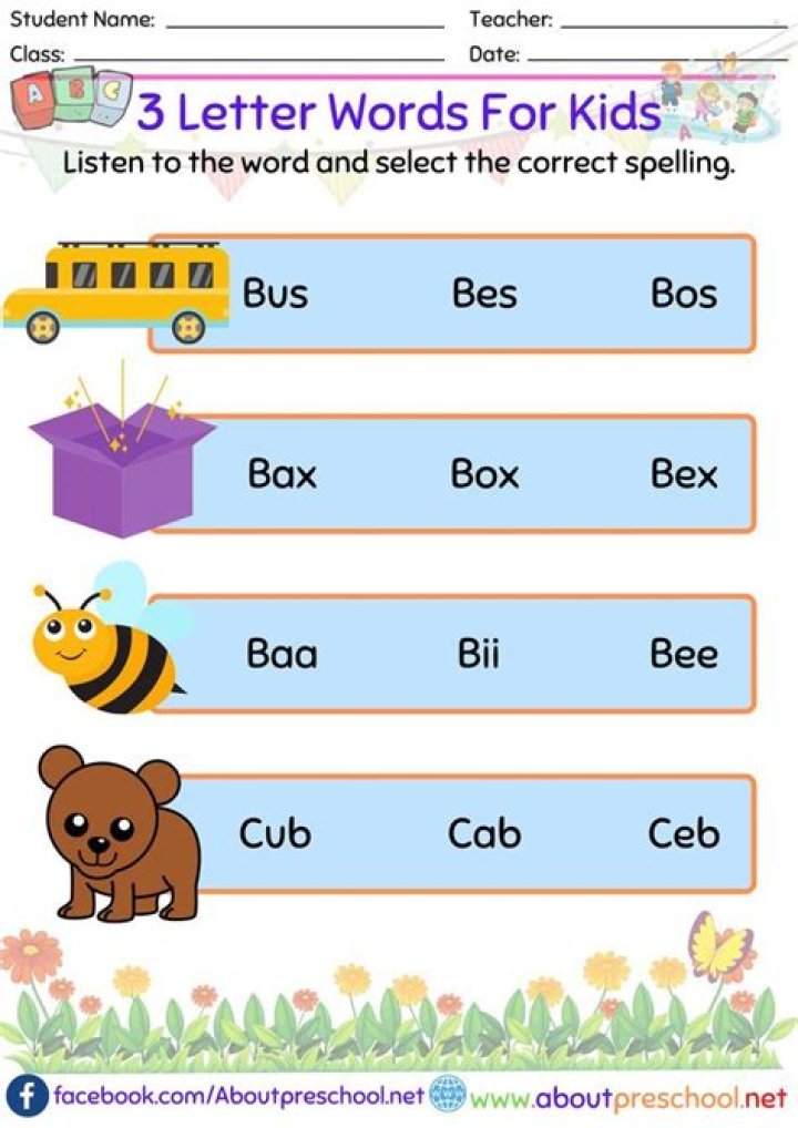3-Letter Words for Kids Worksheets PDF - Fun & Easy Learning