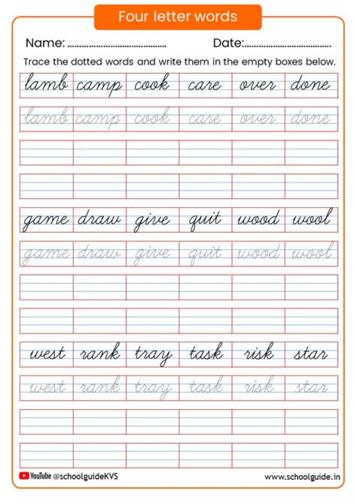 3-Letter Words Writing Worksheets PDF for Kids