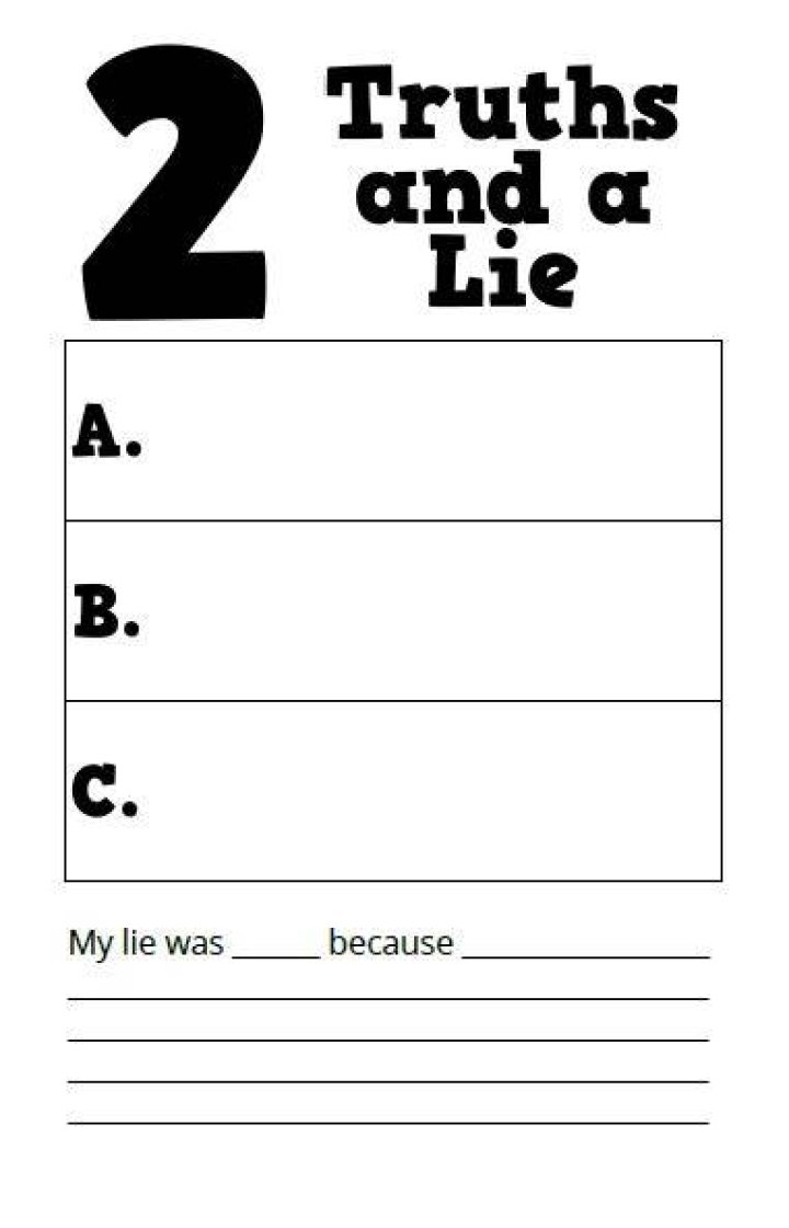 3 Truths and a Lie PDF Worksheet for Critical Thinking Practice