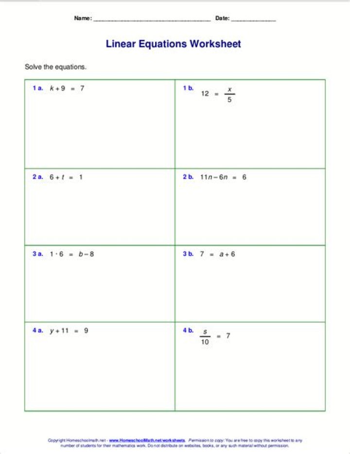 3-Way Linear Equations Worksheet PDF for Algebra 2