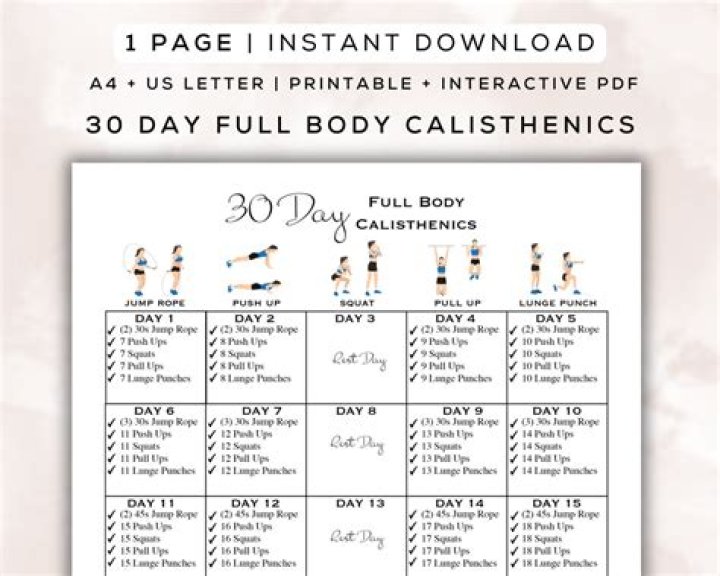 30-Day Free Calisthenics Workout Plan PDF – Build Strength at Home