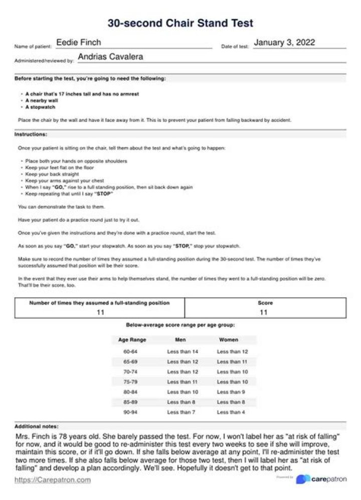 30-Second Chair Stand Test PDF: Quick Stability Check
