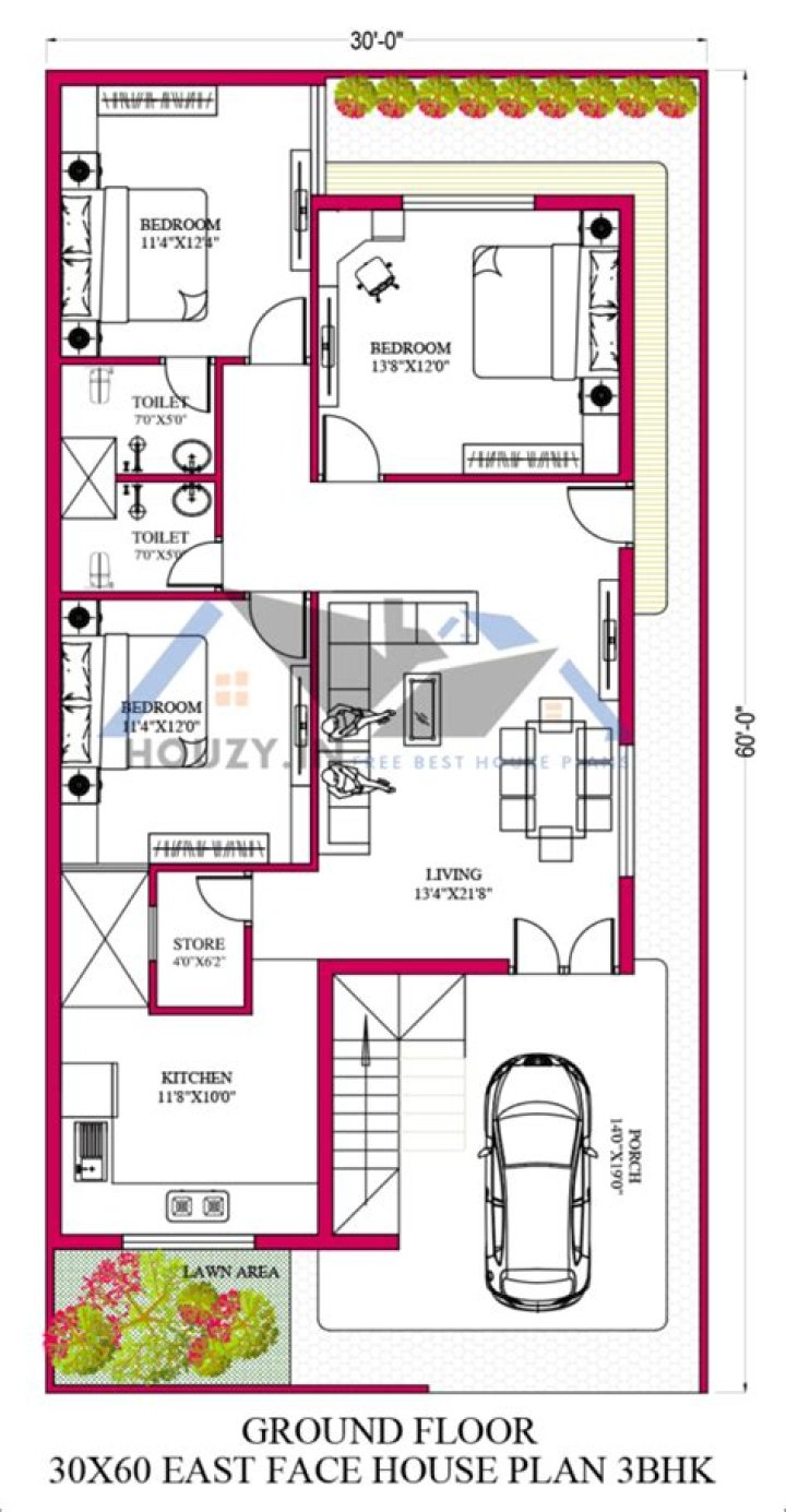 30x60 House Plan PDF – Free Downloadable Blueprint