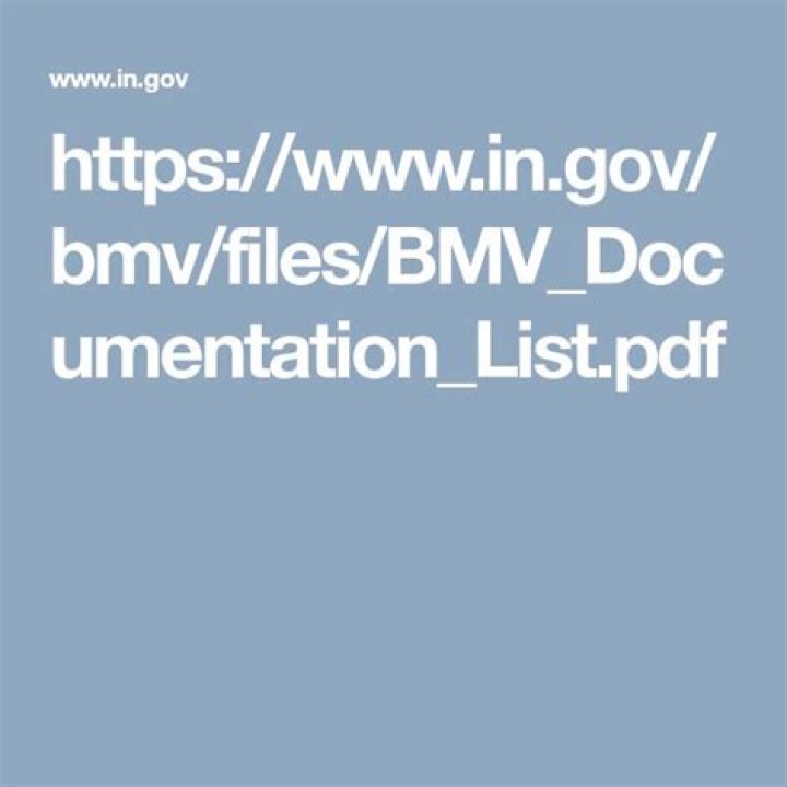 BMV Documentation List PDF: 317-203-7007 – Official Vehicle Records