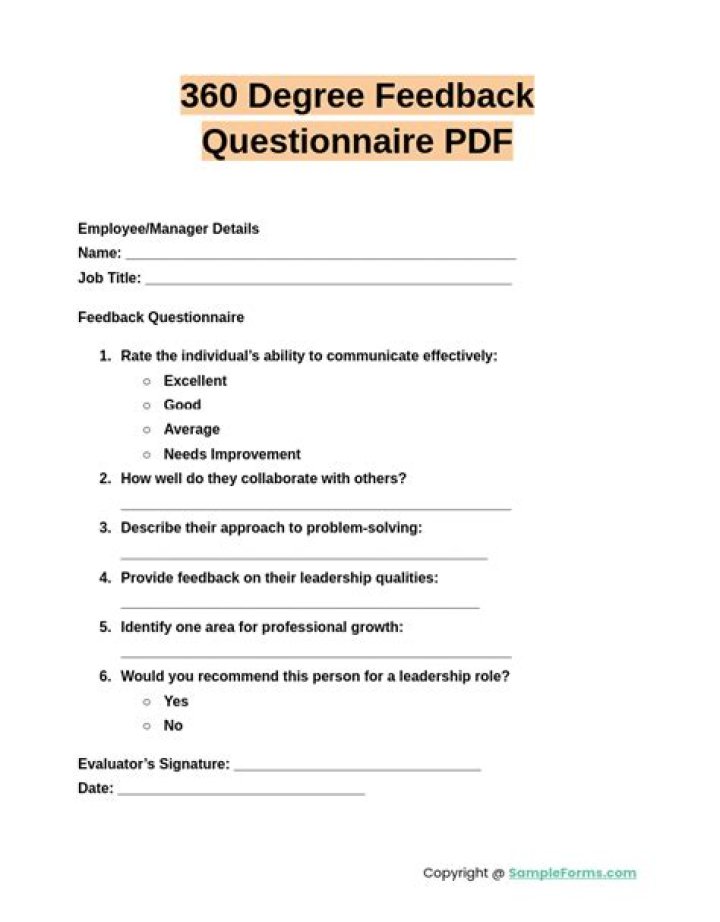 360-Degree Feedback Questions PDF: Boost Team Growth with Professional Feedback Tools