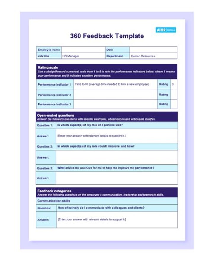 Free 360 Feedback Questions PDF for Effective Performance Reviews