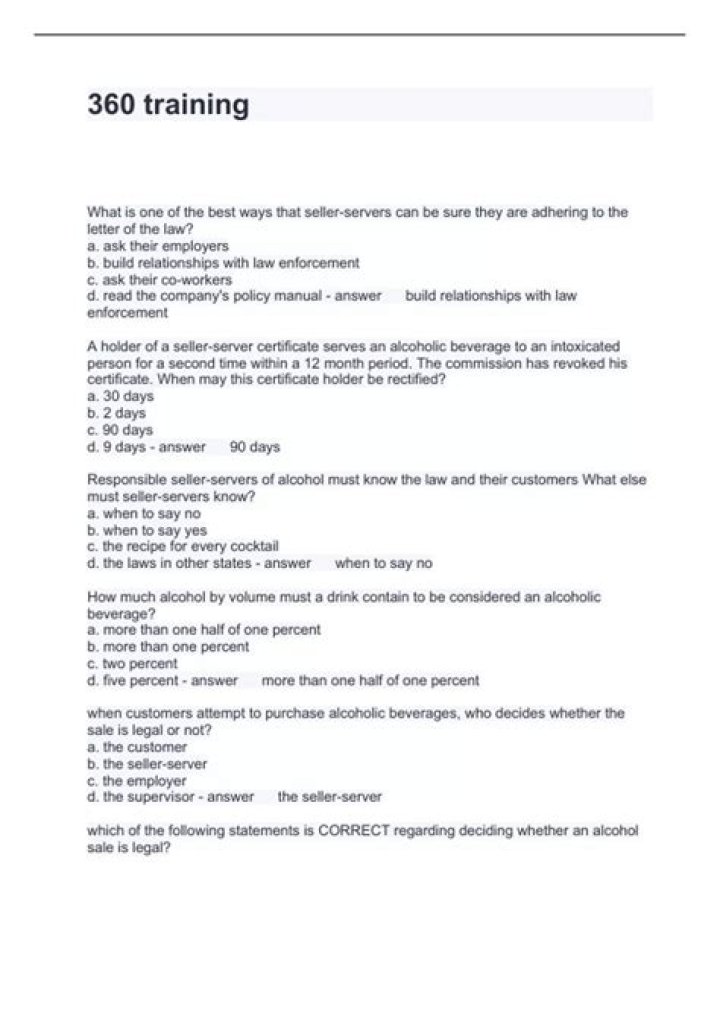 360 Training Alcohol Final Exam Answers Quizlet PDF – Pass with Confidence