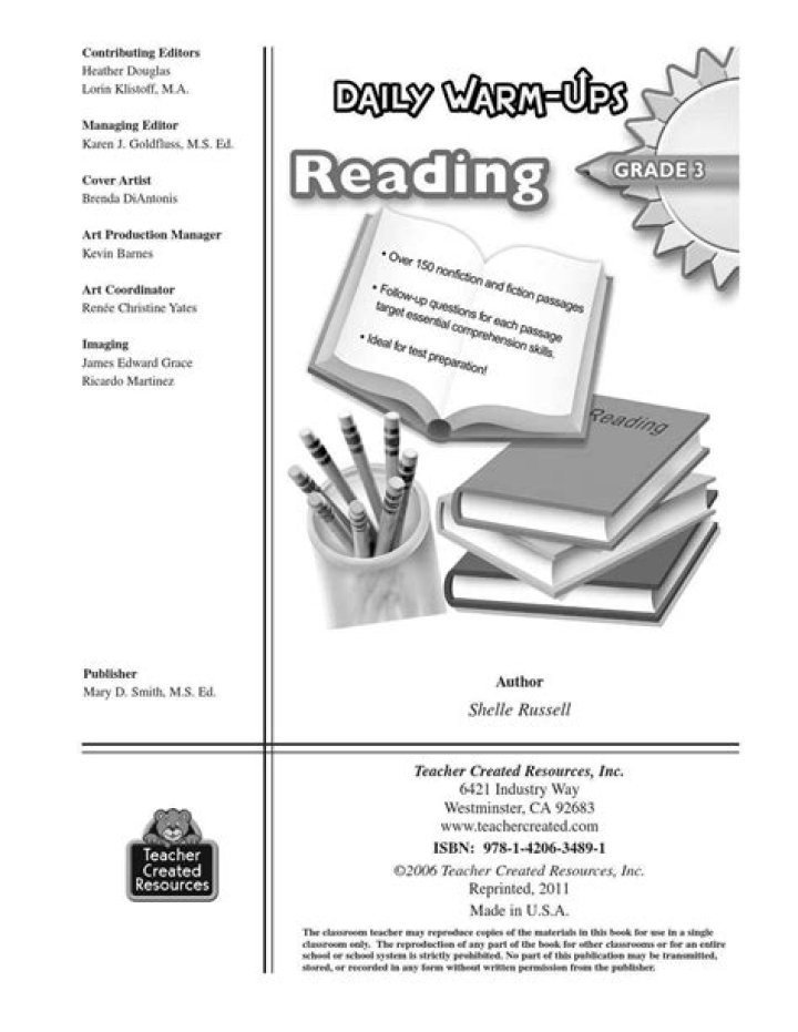 3658 Daily Warm-Ups Reading Answer Key PDF | Instant Access