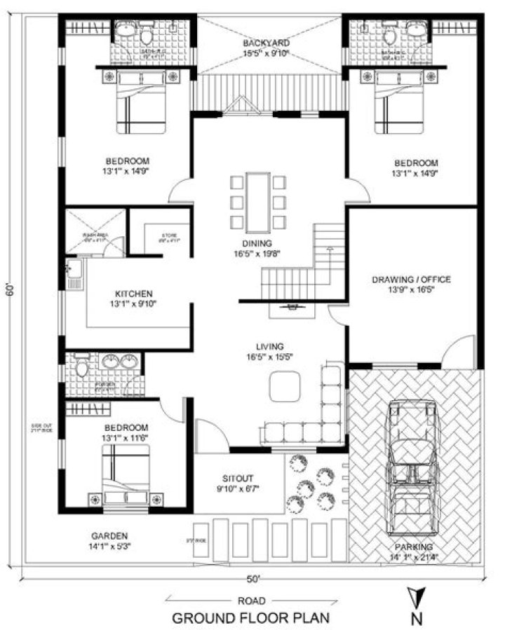 3bhk House Plan PDF for Instant Download & Design