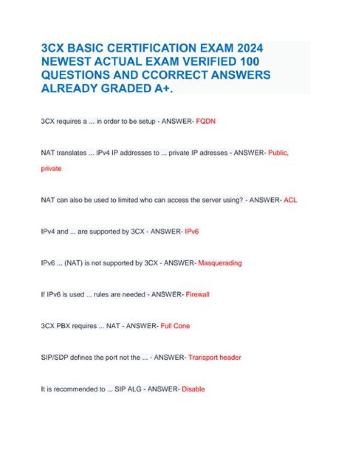 3CX Basic Certification Test Answers PDF – Complete Study Guide