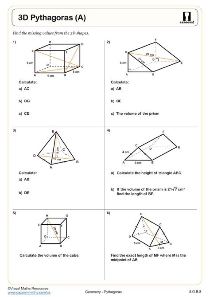 3D Pythagoras GCSE Questions and Answers PDF – Perfect Revision Tool