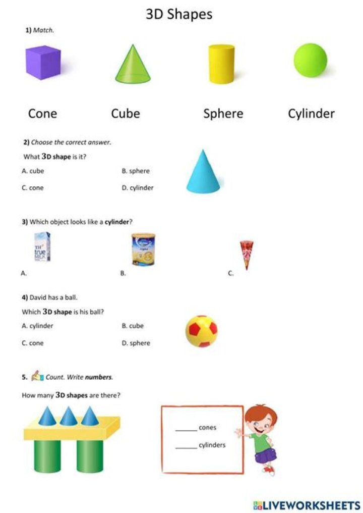 Free 3D Shapes Worksheets for Grade 1 PDF – Printable Learning Activity