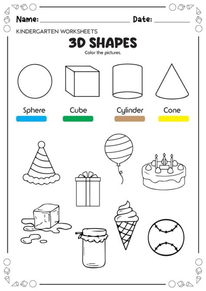 Free 3D Shapes Worksheets for Kindergarten PDF – Instant Printable PDF
