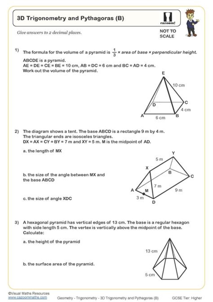 Free 3D Trigonometry Worksheet PDF for Instant Practice