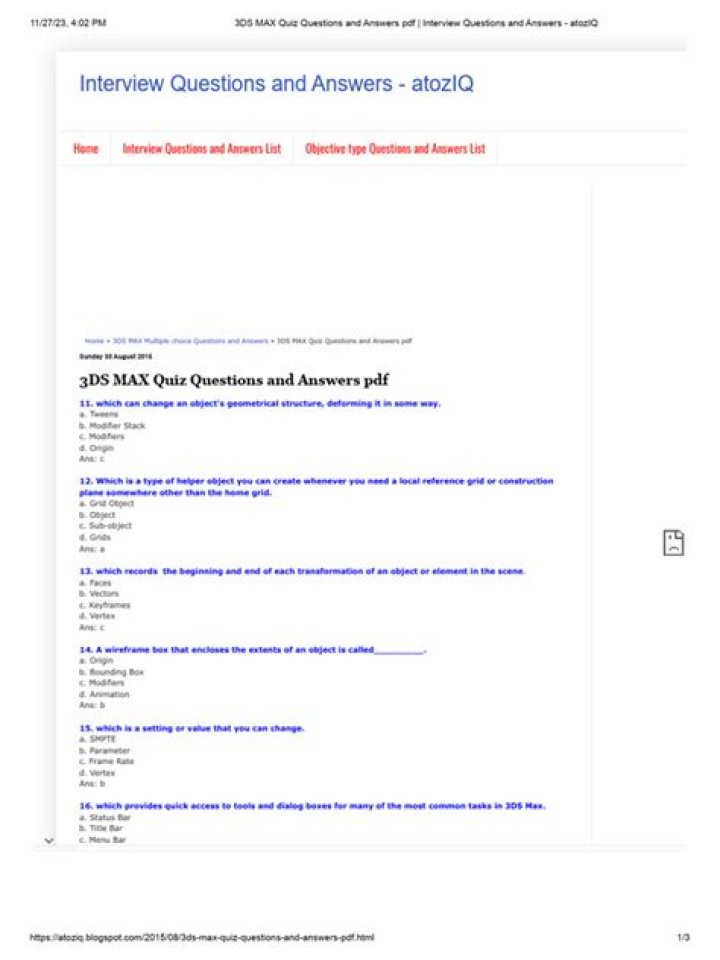 3ds Max Questions & Answers PDF: Expert Guide for Beginners & Pros