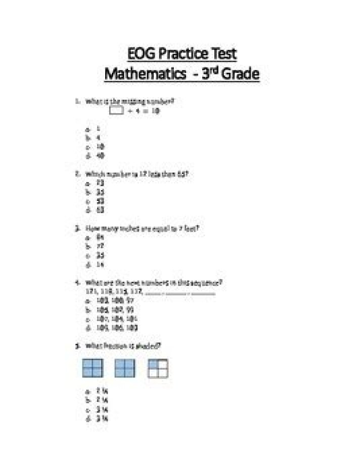 3rd Grade EOG Math Practice Test PDF – Free Download