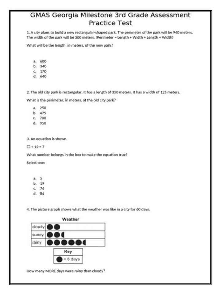 3rd Grade GA Common Core ELA Practice Test PDF – Free Download