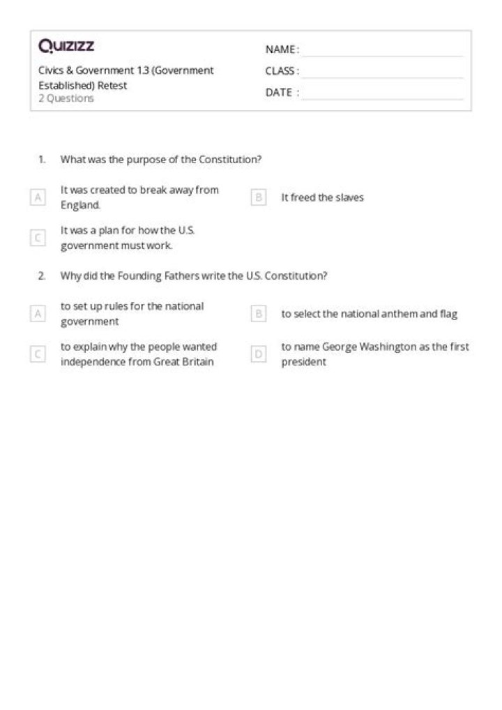 3rd Grade Government Test PDF for Free Practice