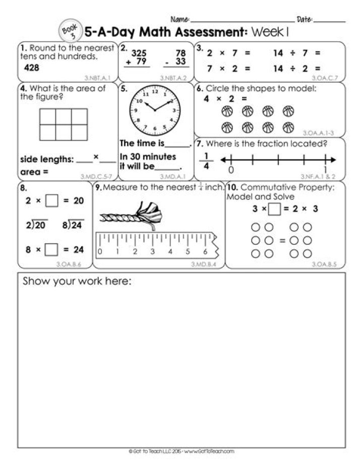 3rd Grade Math Assessment Test PDF – Instant Download