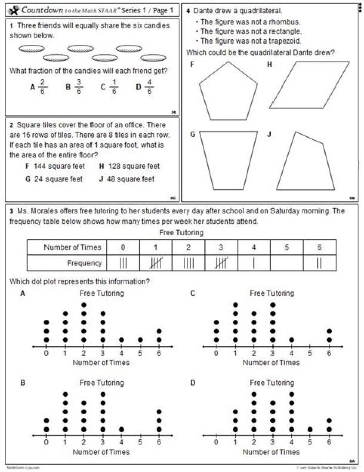 3rd Grade Math STAAR Test Practice Worksheets PDF – Download Now