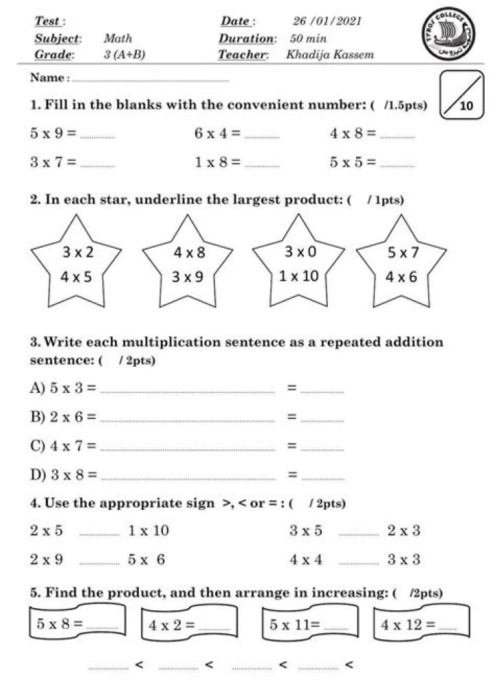 3rd Grade Multiplication Quizzes and Tests PDF – Instant Practice & Test Prep