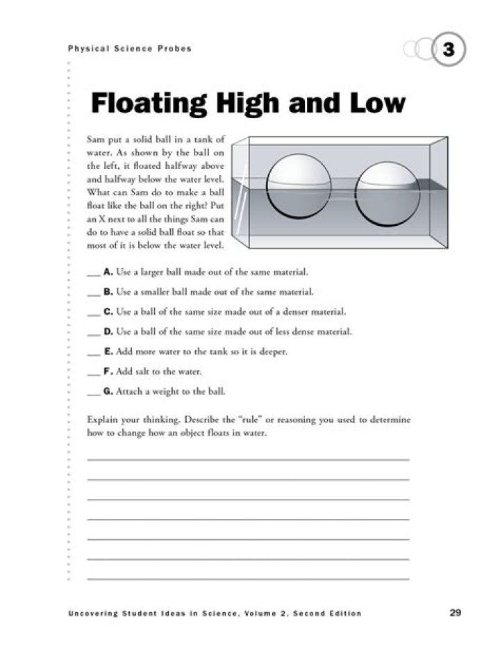 3rd Grade Science Floating Questions PDF for Kids