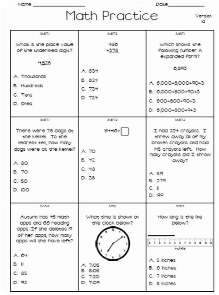 3rd Grade STAAR Test Practice Worksheets PDF for Math & Reading
