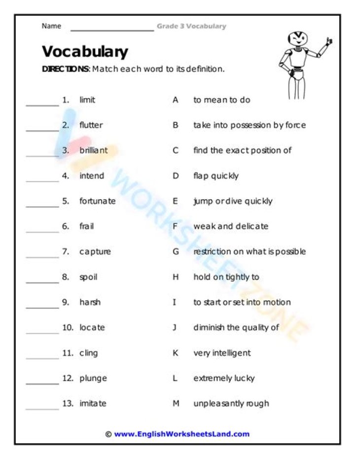 3rd Grade Vocabulary Test PDF – Instant Download