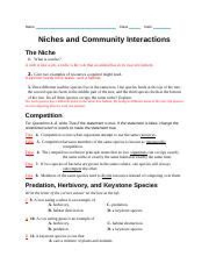 Mastering 4.2 Niches and Community Interactions: Answer Key PDF