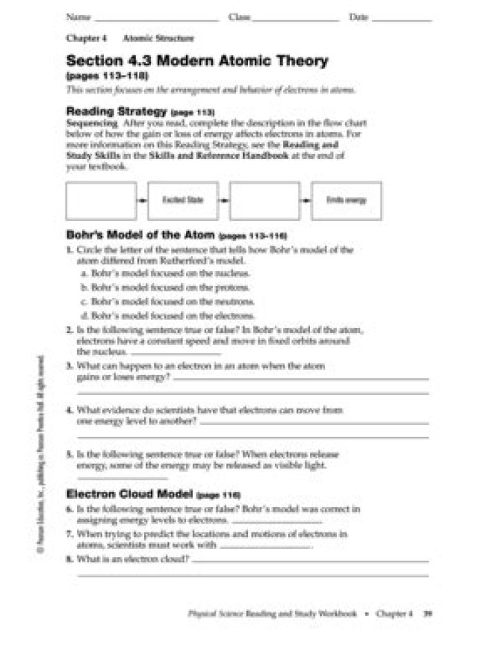 4.3 Modern Atomic Theory Answer Key PDF – Perfect for Exam Prep
