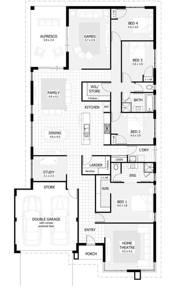 4-Bedroom Single Story House Plans in PDF Format