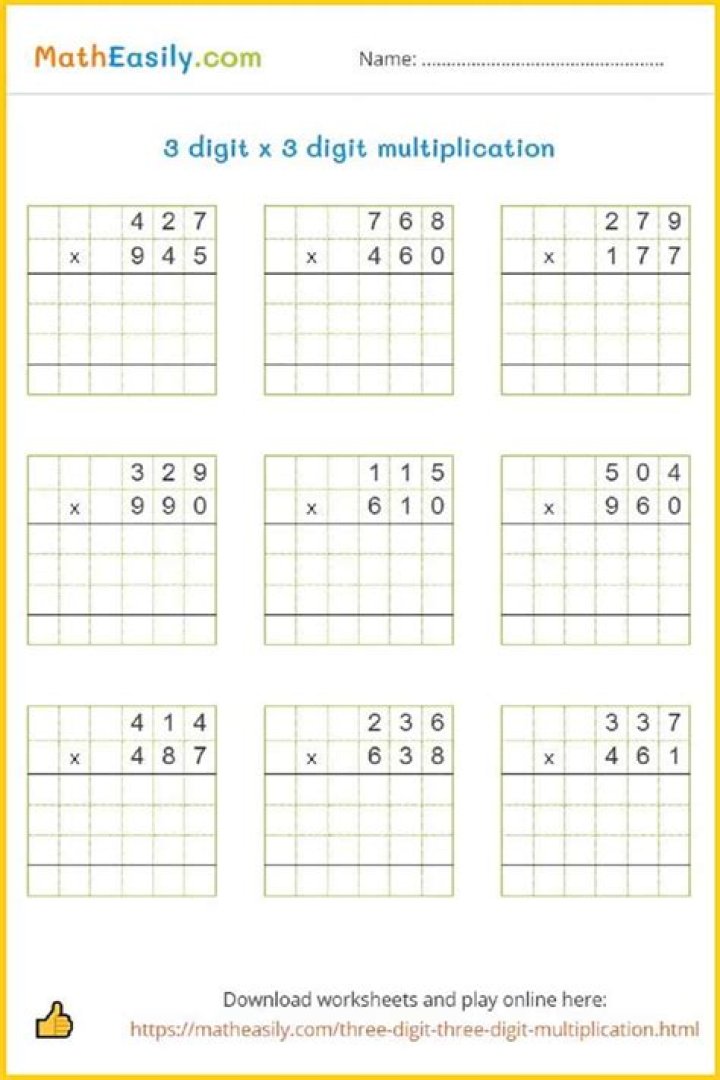 Free 4-Digit by 3-Digit Multiplication Worksheets PDF – Instant Download