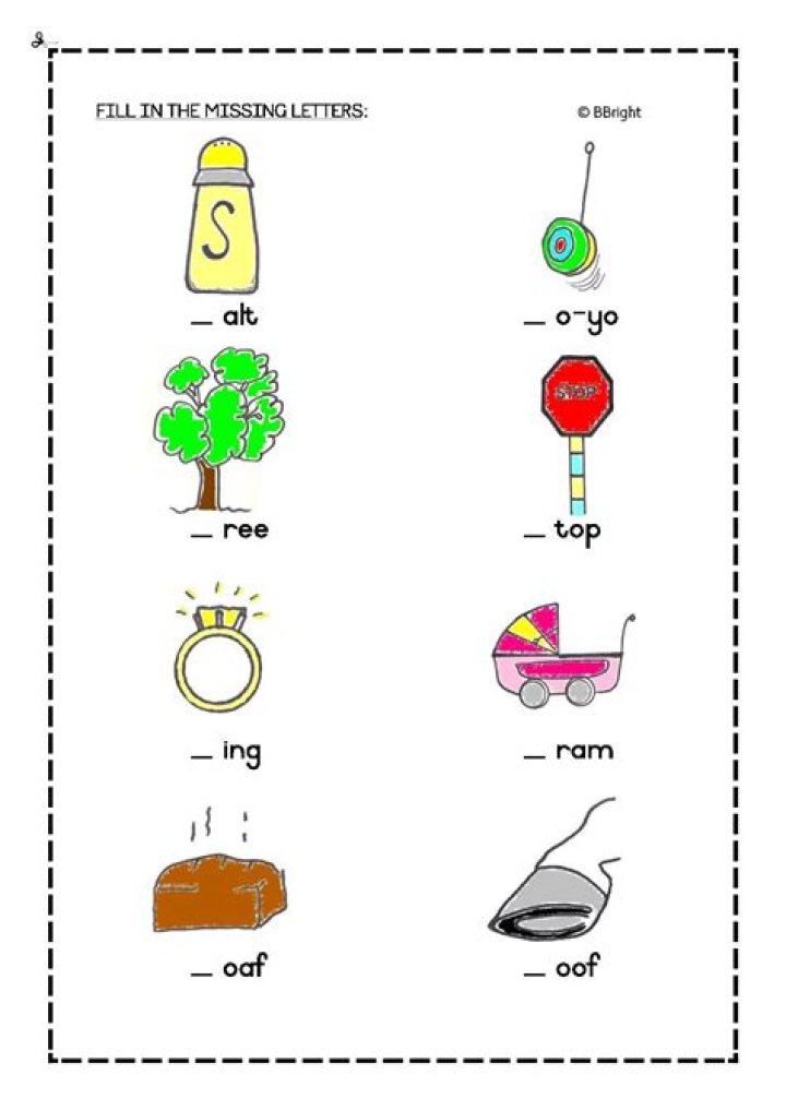 Free 4-Letter Words Worksheets for Kindergarten PDF