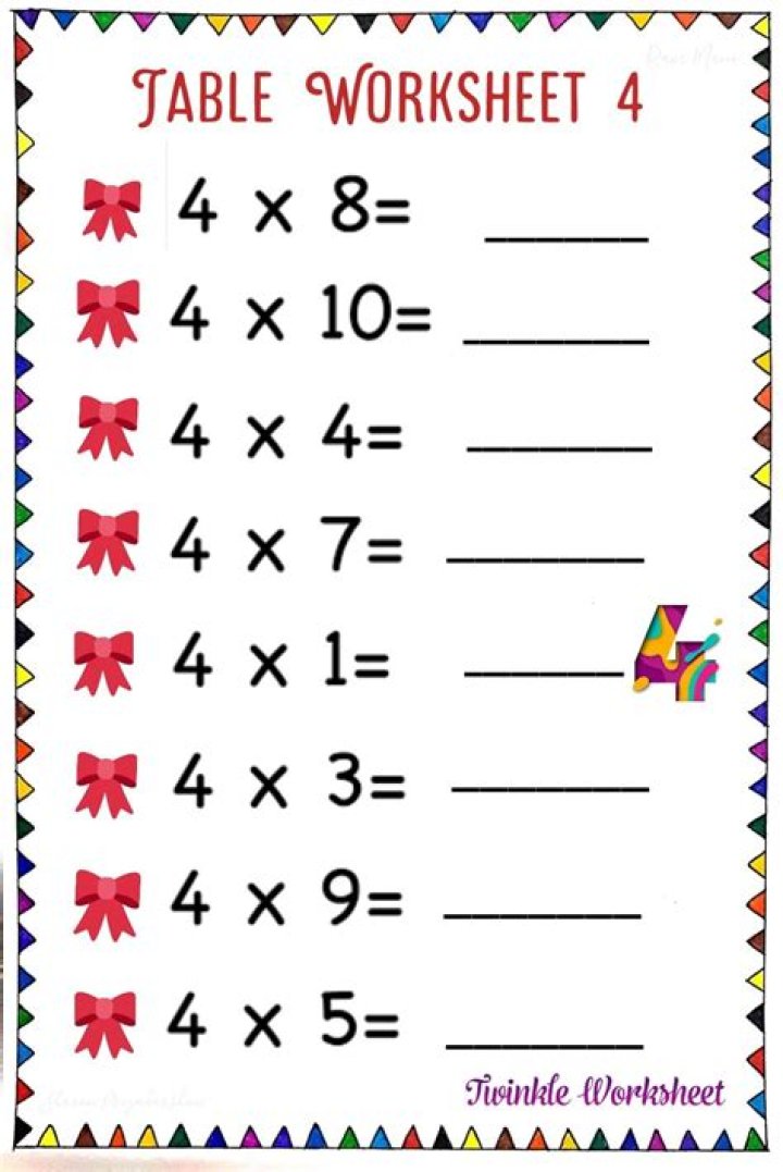 Free 4-Multiplication Worksheets PDF for Instant Download