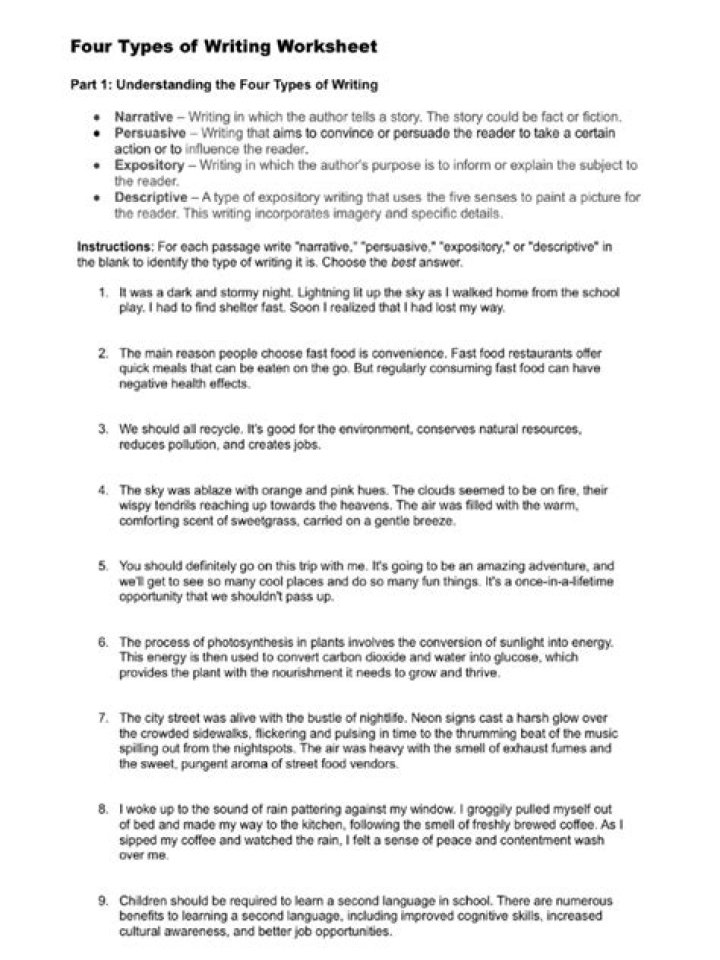 4 Types of Writing Worksheets PDF: Boost Your Writing Skills Today