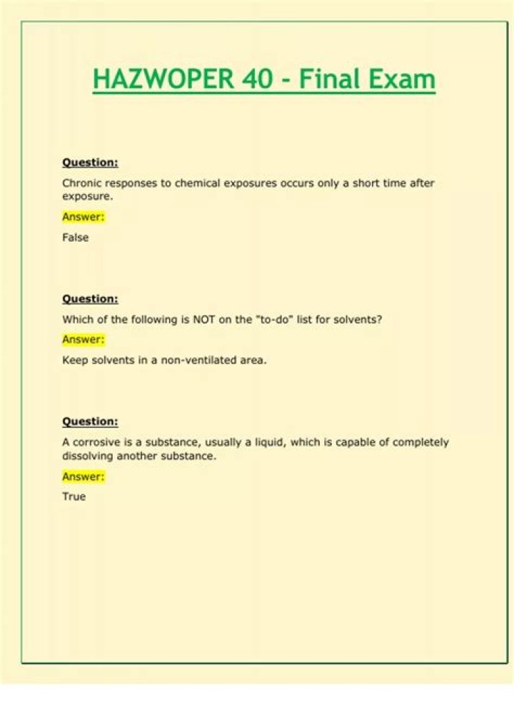 Free 40-Hour Hazwoper Test Answers PDF – Download Now