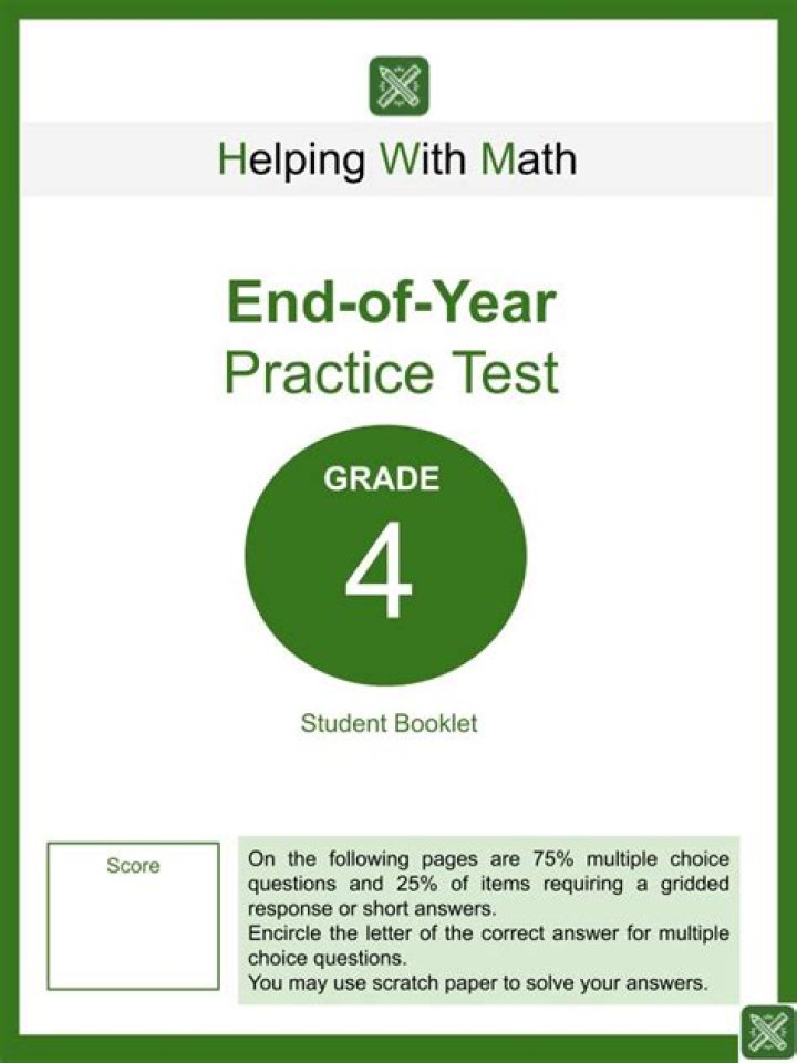 4th Grade Assessment Test PDF for Free Download
